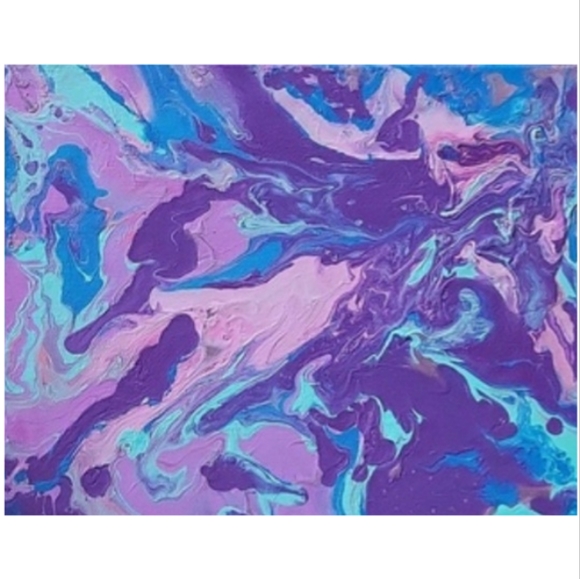 Hand Crafted Blue and Purple Abstract Design 11x14 Inches Canvas Painting - Picture 4 of 4